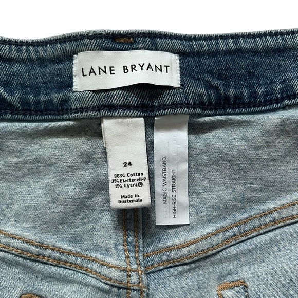 Lane Bryant Colorblock High Rise Straight Jeans – Size 24, Frayed Hem - Picture 5 of 7